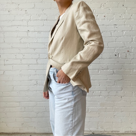 Vintage Calvin Klein Linen Beige Blazer with. Slight Shine - Picture 4 of 7